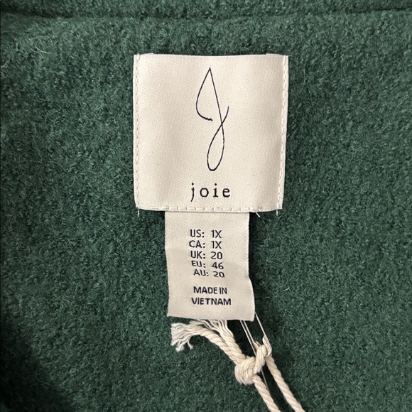Joie Wool Blend Shirt Jacket Green Button Front Size 1X NWT - Picture 5 of 10